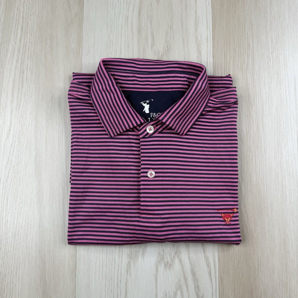 F&G Tech Performance Golf Polo Shirt Striped Mens Medium Myopia Hunt Club